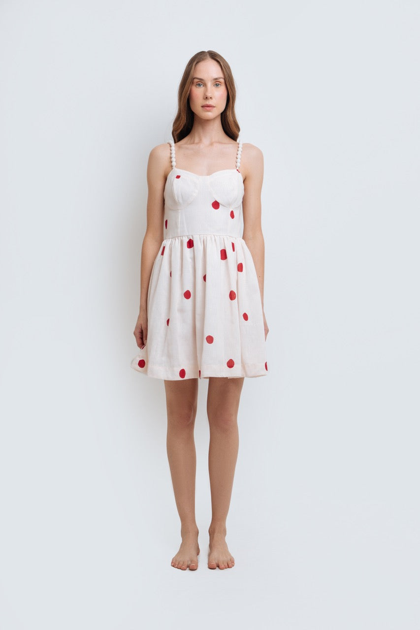 PETRA WINE DOTS DRESS