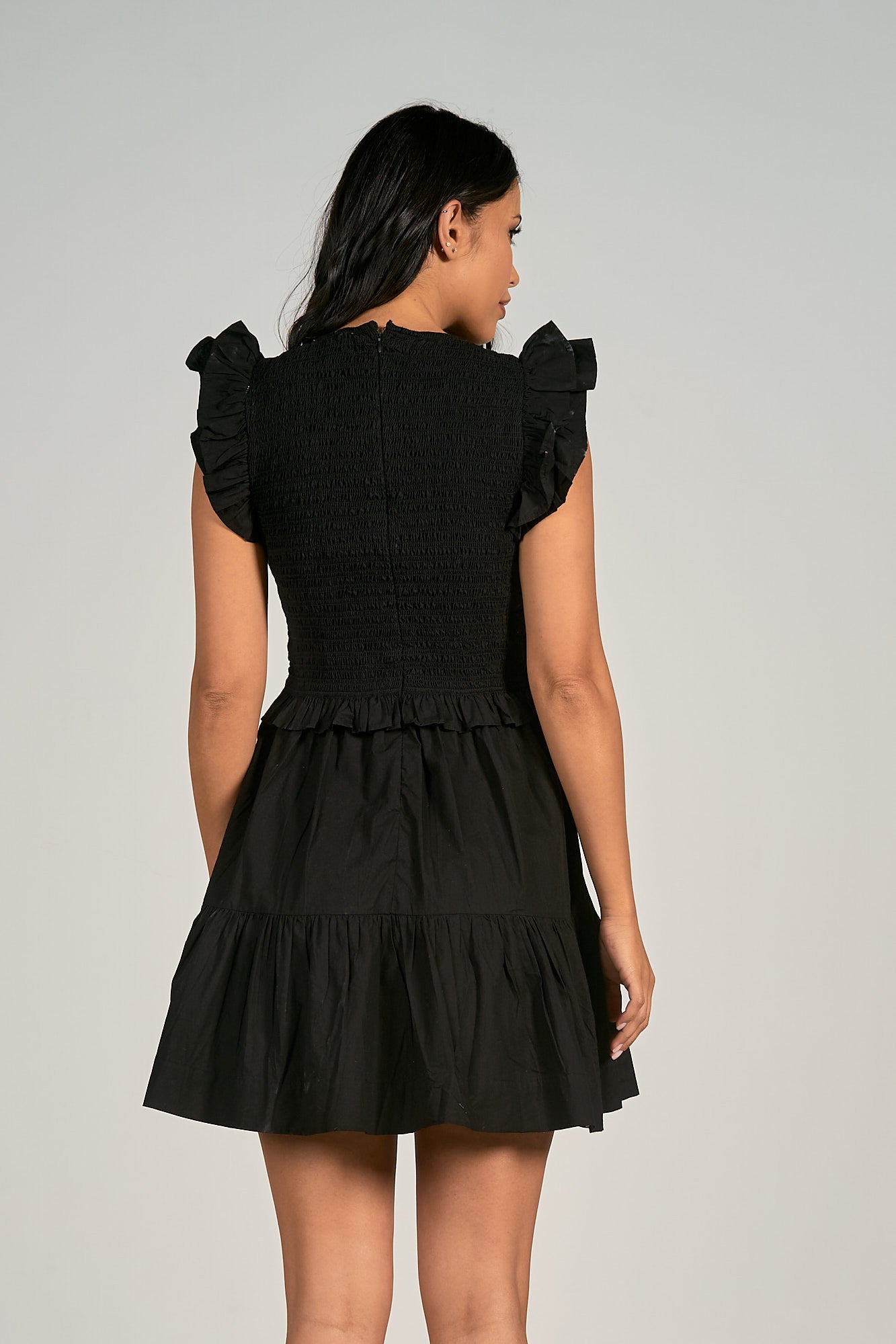 BLACK DRESS RUFFLE