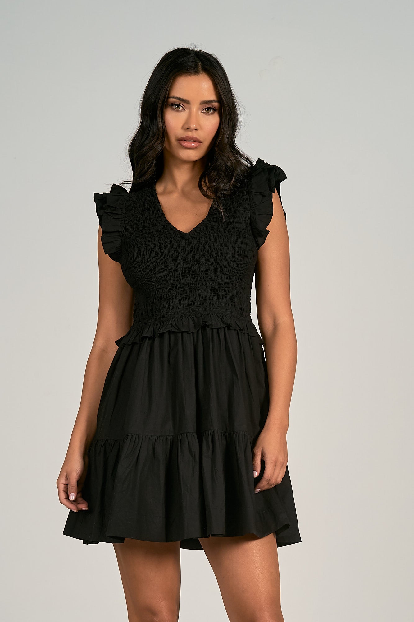 BLACK DRESS RUFFLE