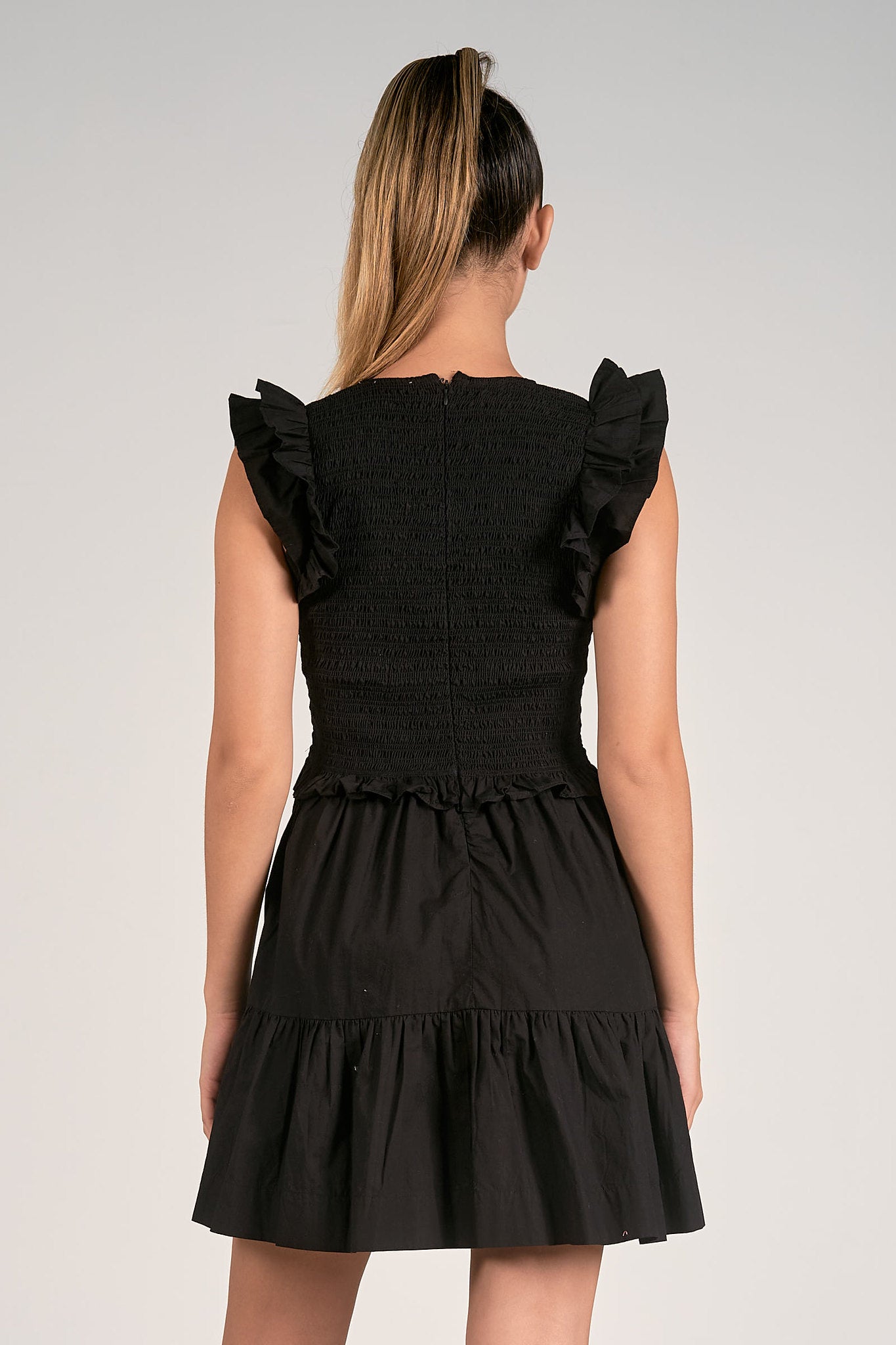 BLACK DRESS RUFFLE