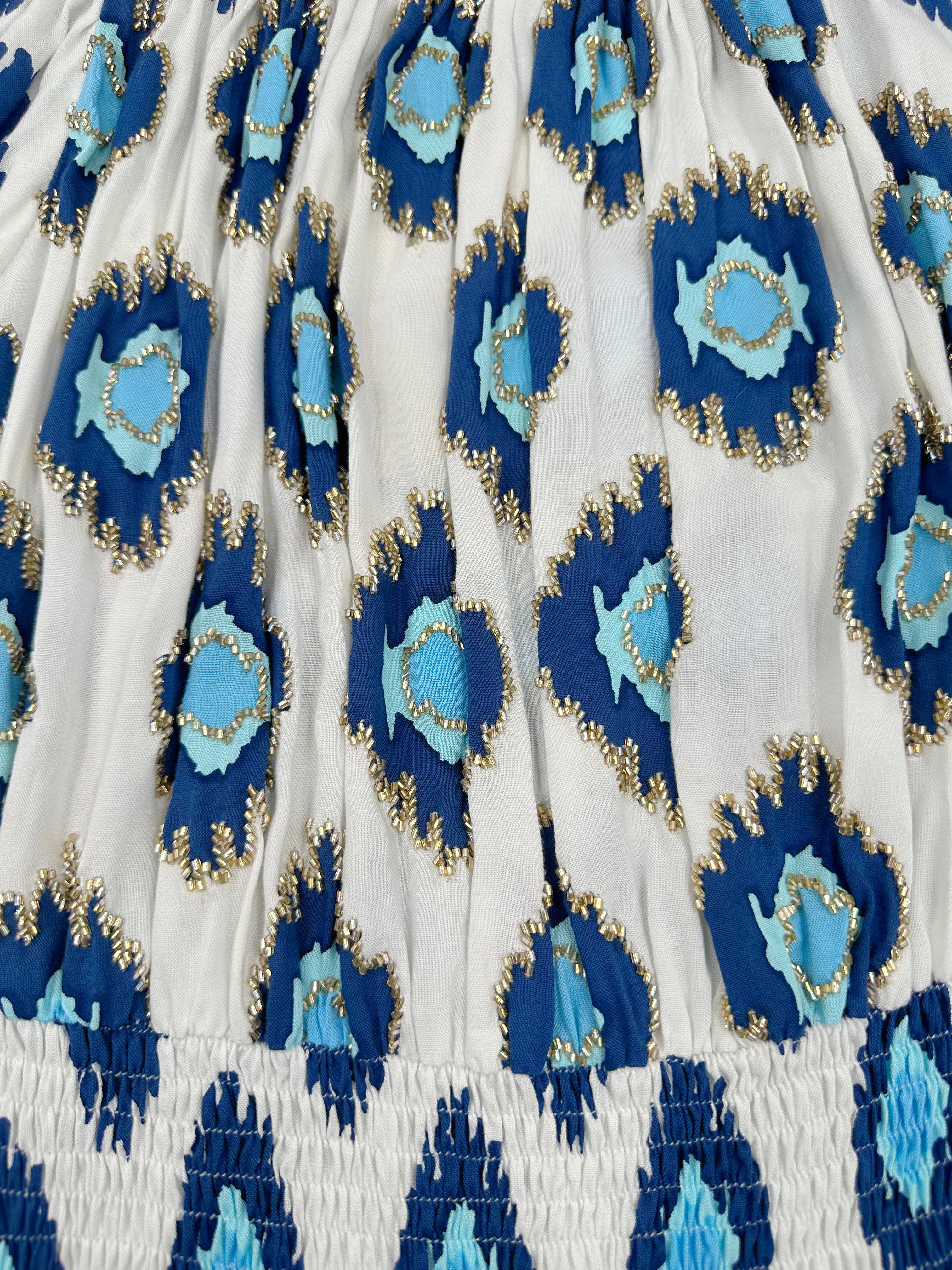 IKAT DYE ALOHA LONG DRESS BLUE