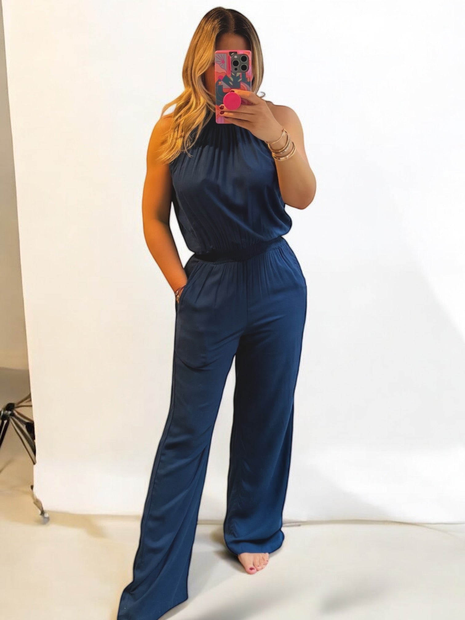 SOLIDS ALEXA JUMPSUIT INDIGO