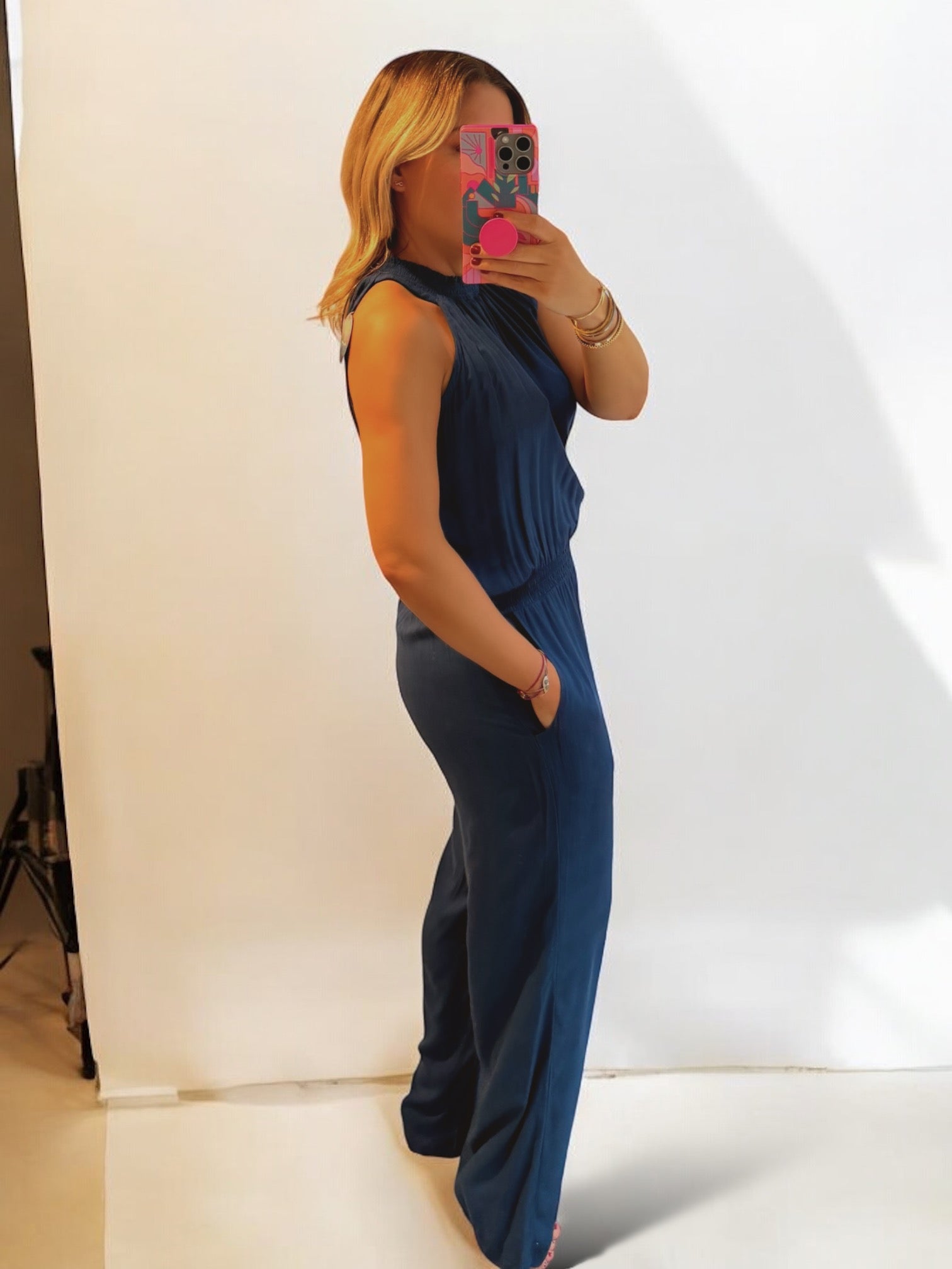 SOLIDS ALEXA JUMPSUIT INDIGO