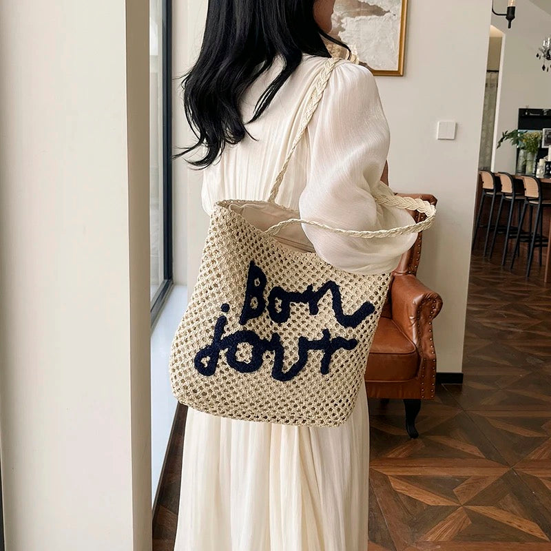 BONJOUR NAVY NATURAL BAG