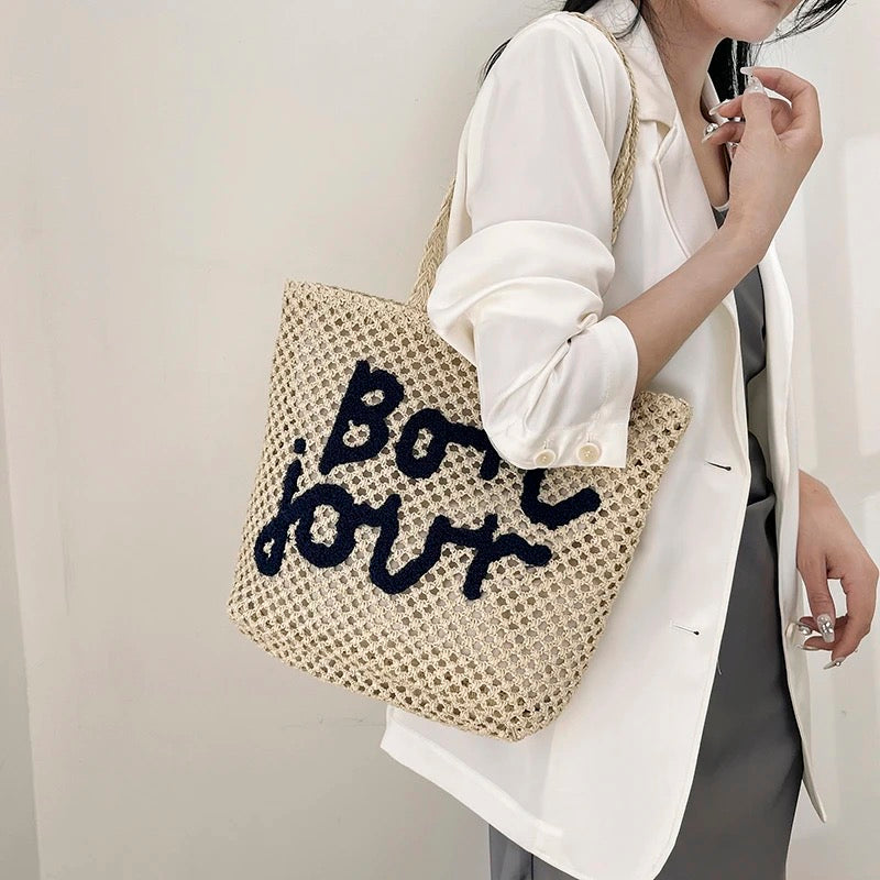 BONJOUR NAVY NATURAL BAG