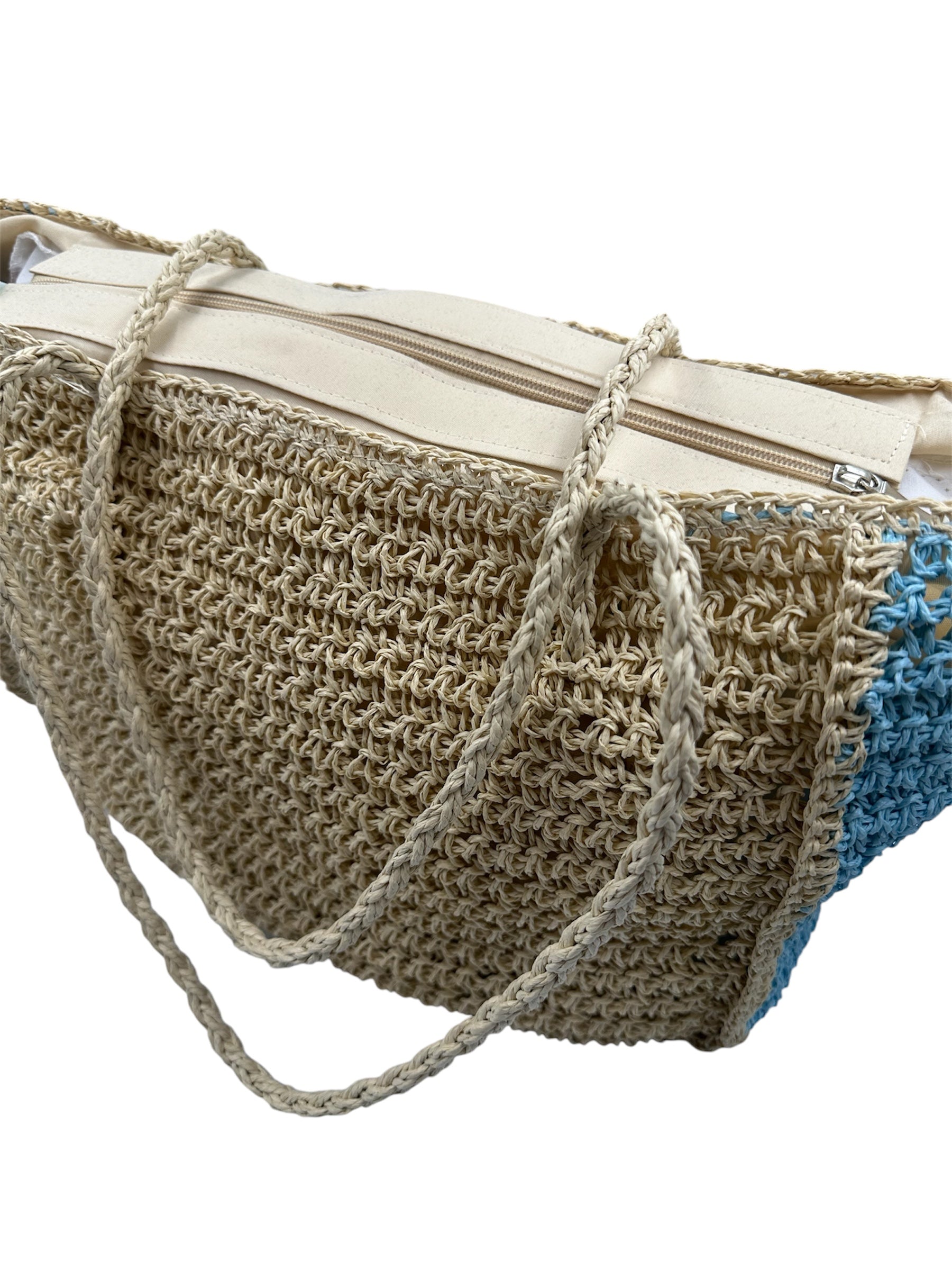 STRAW BLUE TOTE BAG