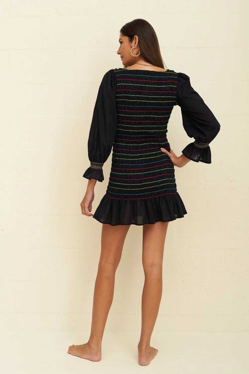 SMOCKED LONG SLEEVE MIN DRESS